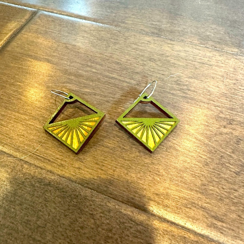 Laser cut wood earrings